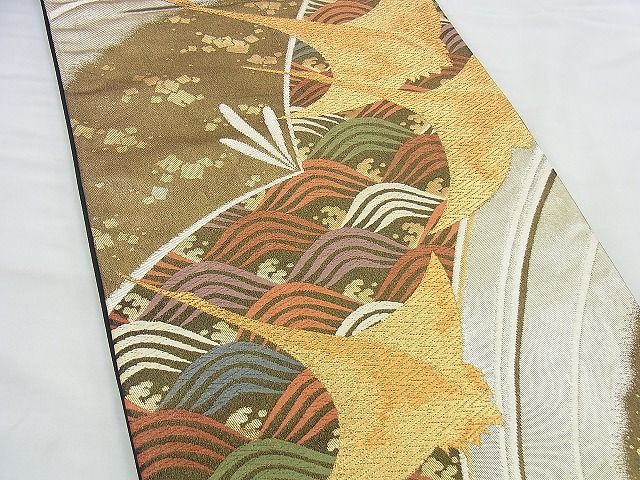 平和屋着物◎六通柄袋帯 唐織 青海波飛鶴文 金銀糸 逸品 BAAI4519jm