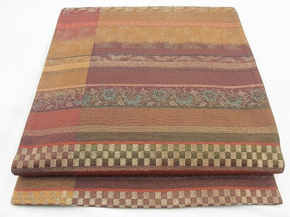 平和屋着物◎全通柄袋帯 横段唐草文 金糸 逸品 BAAI4516jm