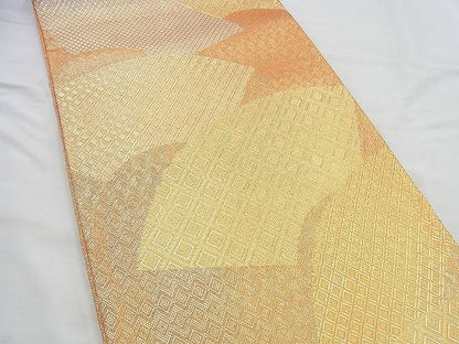 平和屋着物◎佐賀錦 六通柄袋帯 地紙文様 金糸 逸品 BAAI4531jm