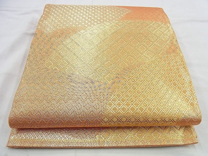 平和屋着物◎佐賀錦 六通柄袋帯 地紙文様 金糸 逸品 BAAI4531jm