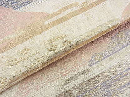 平和屋着物◎西陣 六通柄袋帯 エ霞風景文 金糸 逸品 BAAI4534jm