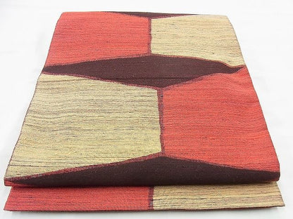 平和屋着物◎六通柄袋帯 紬地 変わり亀甲文様 逸品 BAAI5907jm
