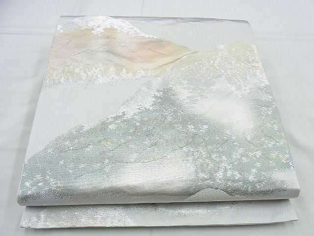 平和屋着物◎六通柄袋帯 遠山文様 金銀糸 逸品 BAAI4543jm
