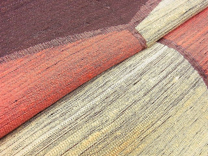 平和屋着物◎六通柄袋帯 紬地 変わり亀甲文様 逸品 BAAI5907jm