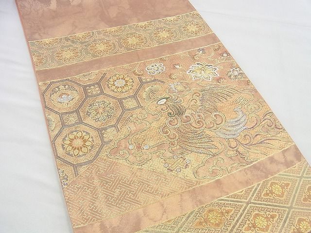 平和屋着物◎六通柄袋帯 鳳凰切嵌文様 金銀糸 逸品 BAAI4548jm