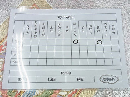 平和屋着物◎六通柄袋帯 唐織 向かい鳳凰菱文様 金銀糸 逸品 BAAI4551jm