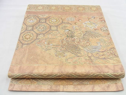 平和屋着物◎六通柄袋帯 鳳凰切嵌文様 金銀糸 逸品 BAAI4548jm