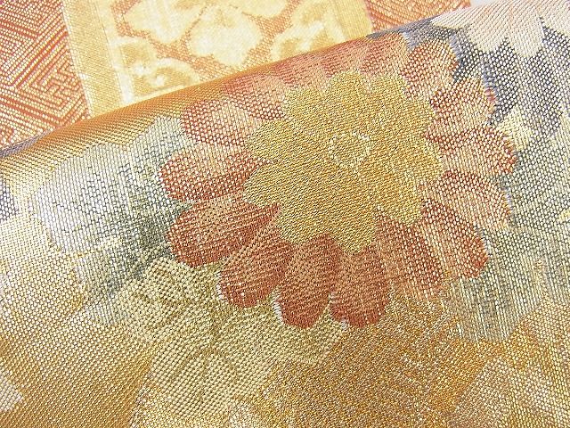 平和屋着物◎佐賀錦 太鼓柄袋帯 蜀江花丸文 金糸 逸品 BAAI4573jm