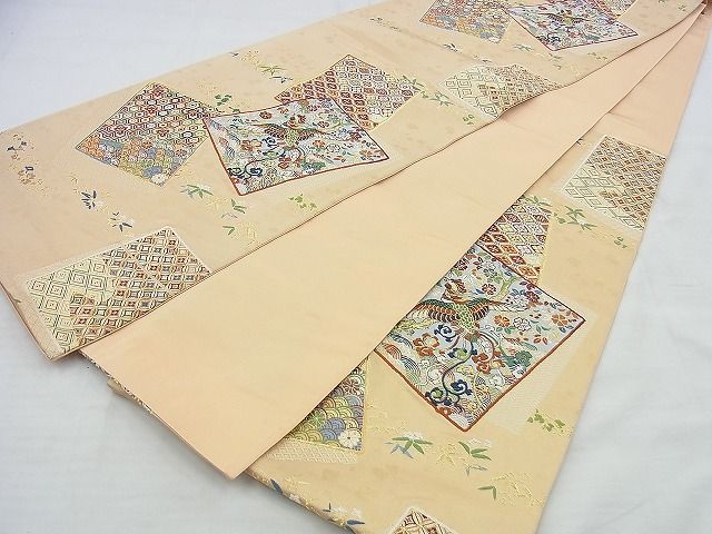 平和屋着物◎六通柄袋帯 鳳凰色紙散らし 金銀糸 逸品 BAAI4572jm