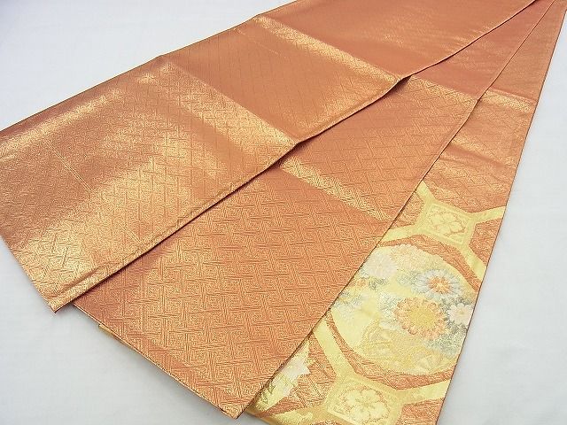 平和屋着物◎佐賀錦 太鼓柄袋帯 蜀江花丸文 金糸 逸品 BAAI4573jm