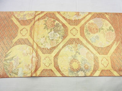 平和屋着物◎佐賀錦 太鼓柄袋帯 蜀江花丸文 金糸 逸品 BAAI4573jm