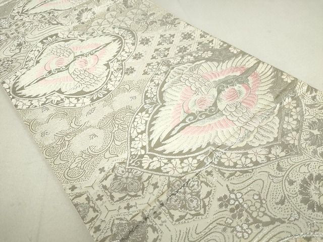 平和屋着物◎六通柄袋帯 鳳凰花文 銀糸 逸品 DAAG9494op