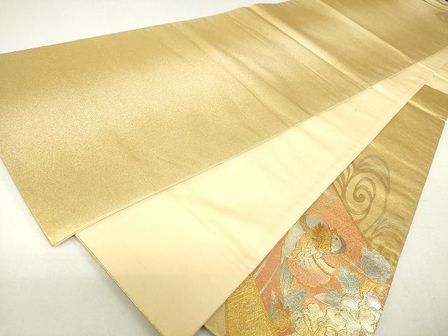 平和屋着物◎六通太鼓柄袋帯 鴛鴦花文 金銀彩 逸品 DAAG9513op
