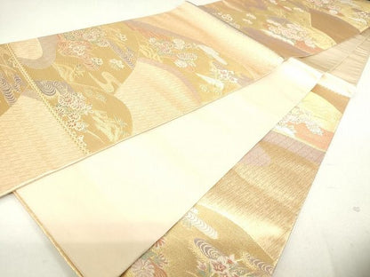 平和屋着物◎六通柄袋帯 能衣錦 遠山花園文 金糸 逸品 DAAG9523op