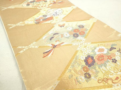 平和屋着物◎六通柄袋帯 唐織 鳳凰花車文 銀糸 逸品 DAAH9567tw