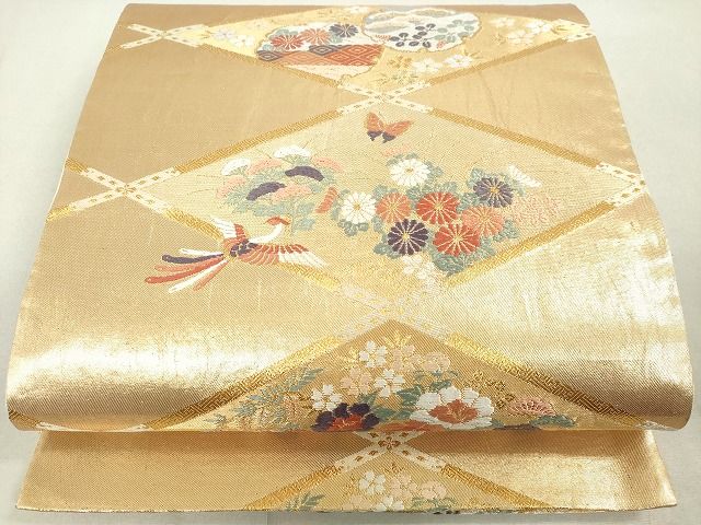 平和屋着物◎六通柄袋帯 唐織 鳳凰花車文 銀糸 逸品 DAAH9567tw