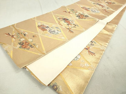 平和屋着物◎六通柄袋帯 唐織 鳳凰花車文 銀糸 逸品 DAAH9567tw