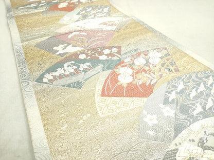 平和屋着物◎六通柄袋帯 地紙重ね花文 金銀糸 逸品 DAAH9592tw