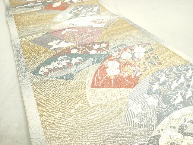 平和屋着物◎六通柄袋帯 地紙重ね花文 金銀糸 逸品 DAAH9592tw