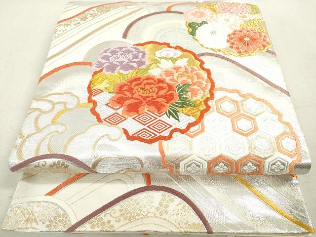 平和屋着物◎六通柄袋帯 唐織 寿海吉花文 金銀糸 逸品 DAAH9622tw
