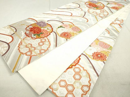 平和屋着物◎六通柄袋帯 唐織 寿海吉花文 金銀糸 逸品 DAAH9622tw