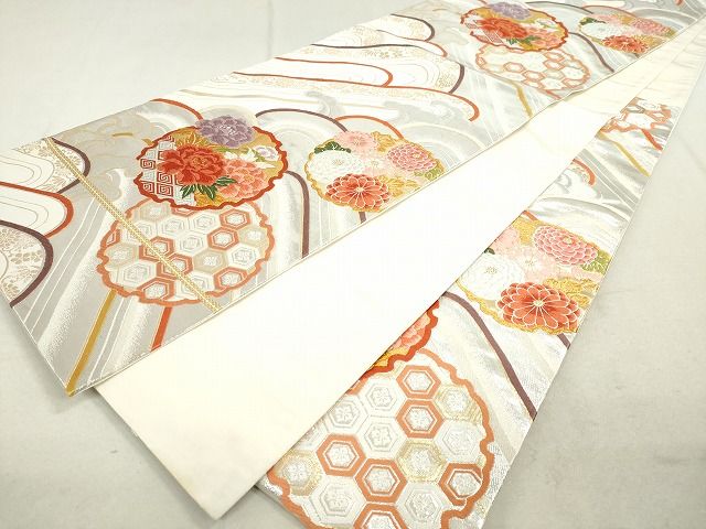 平和屋着物◎六通柄袋帯 唐織 寿海吉花文 金銀糸 逸品 DAAH9622tw