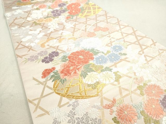 平和屋着物◎六通柄袋帯 唐織 花籠文 金糸 逸品 DAAH9614tw