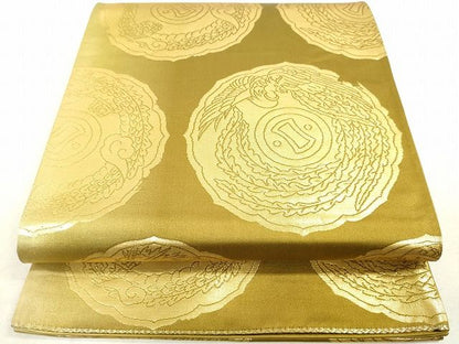 平和屋着物◎西陣 六通柄袋帯 鏡裏華紋 金糸 証紙付き 逸品 DAAH9621tw