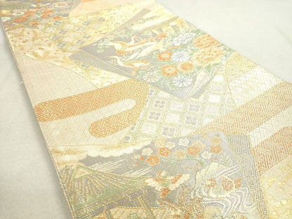 平和屋着物◎佐賀錦　六通柄袋帯　九百錦　色紙重ね鳳凰花文　金糸　逸品　DAAH9651tw