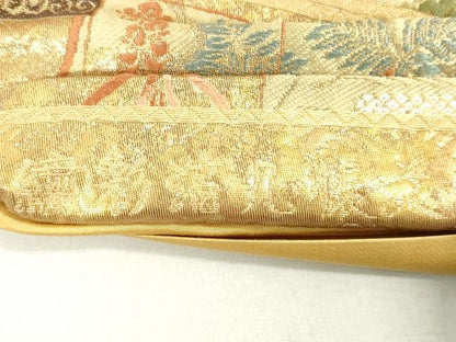 平和屋着物◎六通柄袋帯 繍彩箔几帳文 金糸 引箔 逸品 DAAH9645tw