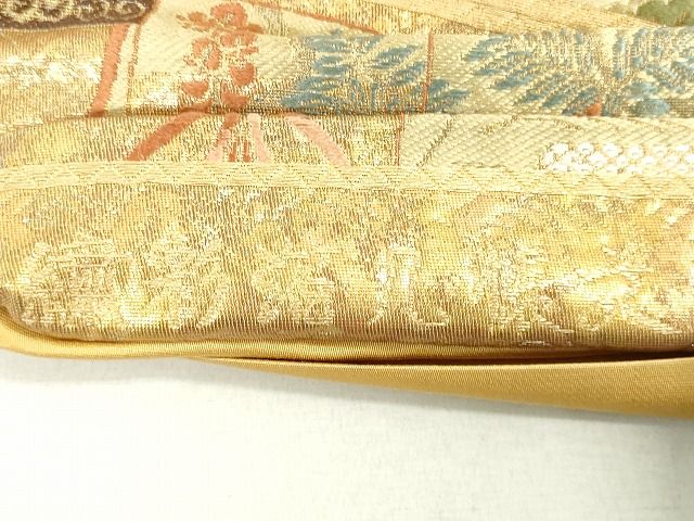平和屋着物◎六通柄袋帯 繍彩箔几帳文 金糸 引箔 逸品 DAAH9645tw