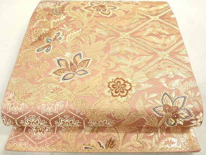 平和屋着物◎六通柄袋帯 更紗花文 金糸 逸品 DAAH9655tw