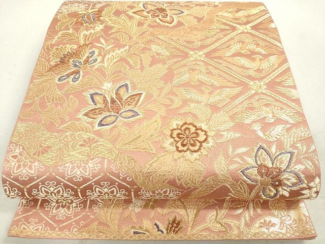平和屋着物◎六通柄袋帯 更紗花文 金糸 逸品 DAAH9655tw