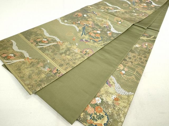 平和屋着物◎六通柄袋帯 唐織 雪輪鳳凰花文 金糸 逸品 DAAH9656tw