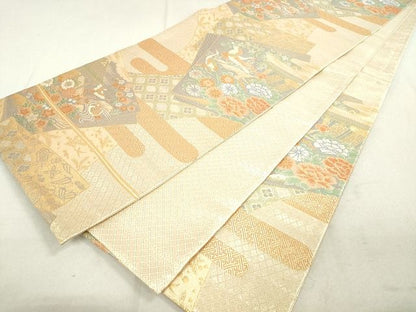 平和屋着物◎佐賀錦　六通柄袋帯　九百錦　色紙重ね鳳凰花文　金糸　逸品　DAAH9651tw