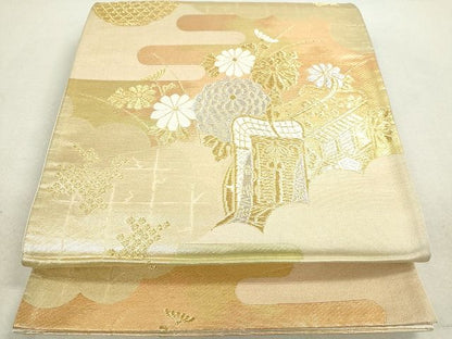 平和屋着物◎六通柄袋帯 御所車花文 金銀糸 逸品 DAAH9674tw