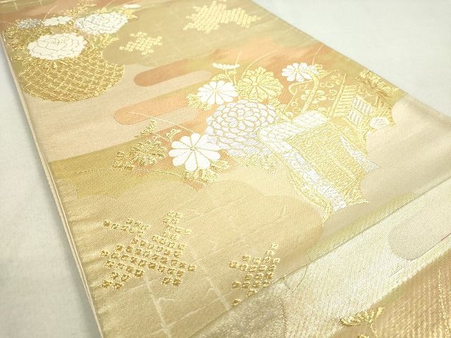 平和屋着物◎六通柄袋帯 御所車花文 金銀糸 逸品 DAAH9674tw