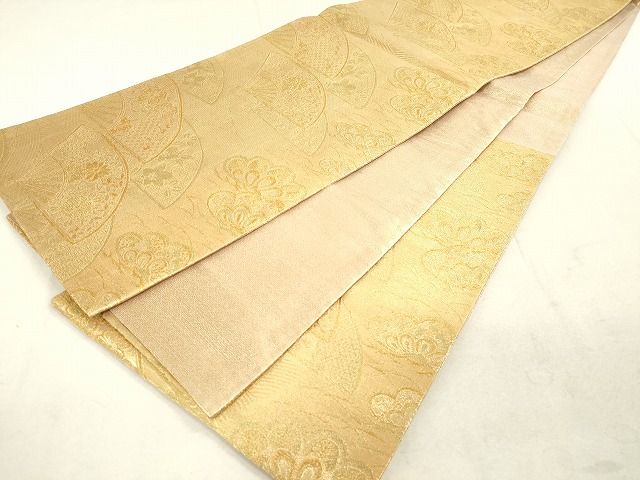 平和屋着物◎六通柄袋帯 舞扇花文 金糸 逸品 DAAH9522tw