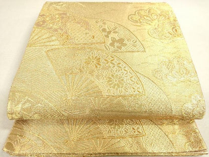 平和屋着物◎六通柄袋帯 舞扇花文 金糸 逸品 DAAH9522tw