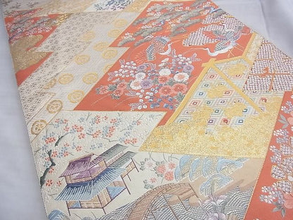 平和屋着物■六通柄袋帯 唐織 錦繍小袖文 金糸 逸品 BAAI9691du