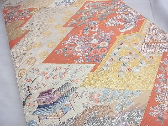 平和屋着物■六通柄袋帯 唐織 錦繍小袖文 金糸 逸品 BAAI9691du