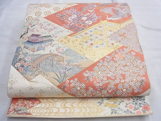 平和屋着物■六通柄袋帯 唐織 錦繍小袖文 金糸 逸品 BAAI9691du