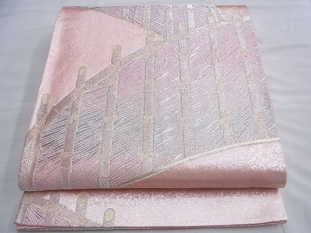 平和屋着物◎六通柄袋帯 唐織 竹垣文様 金銀糸 逸品 BAAJ1108du