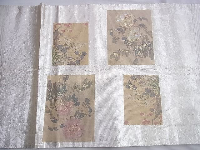 平和屋着物■太鼓柄袋帯 手描き 螺鈿箔 琳派色紙花鳥絵図 金彩 引箔 逸品 BAAJ1141du