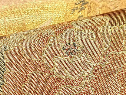 平和屋着物◎佐賀錦　六通柄袋帯　ヱ霞地紙花文　金糸　逸品　BAAJ5230ea