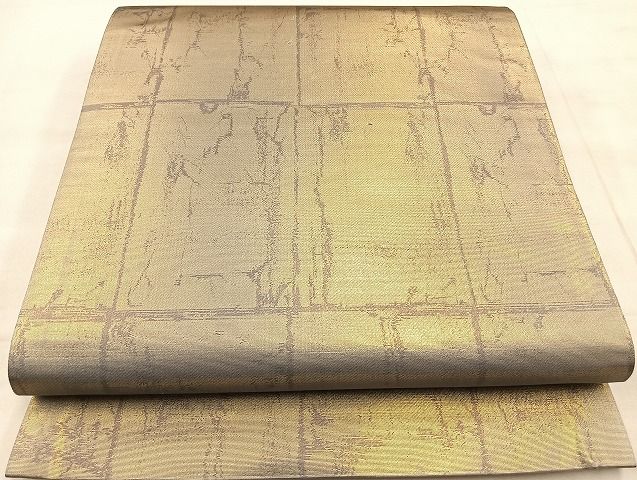 平和屋着物◎六通柄袋帯 破れ格子柄 金糸 逸品 BAAJ5224ea