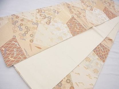 平和屋着物◎六通柄袋帯 唐織 切嵌花文 金銀糸 逸品 BAAI6470th