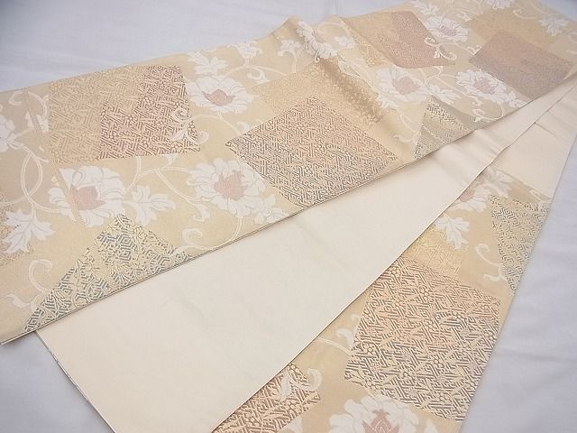 平和屋着物◎六通柄袋帯 唐織 花唐草文 金糸 逸品 BAAI6467th