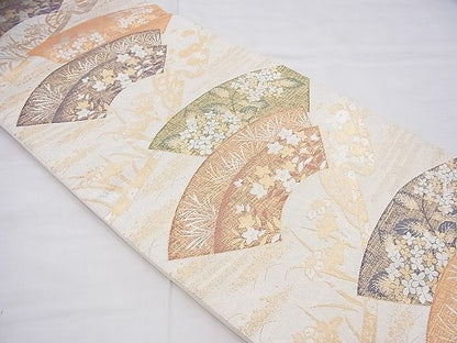 平和屋着物◎六通柄袋帯 地紙花文 金銀糸 逸品 BAAI6474th