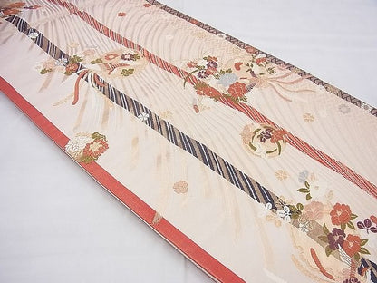 平和屋着物◎六通柄袋帯 唐織 雪輪花鳥文 金糸 逸品 BAAI6482th